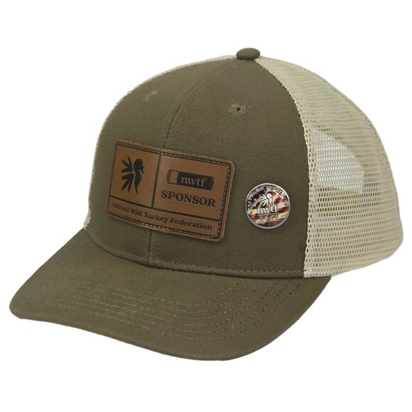 NWTF National Wild Turkey Federation SPONSOR Hat Khaki Beige Tan Snapback Cap - Picture 2 of 7